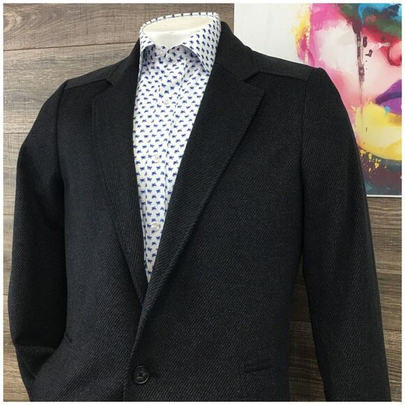 EGARA Mens Overcoat‎ Long Coat Jacket Wool Size 40L Sport Casual Blazer - Picture 2 of 12